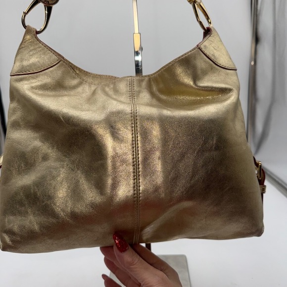 Dooney Bourke Gold Metallic Leather Hobo Shoulder Bag Purse - Picture 12 of 15